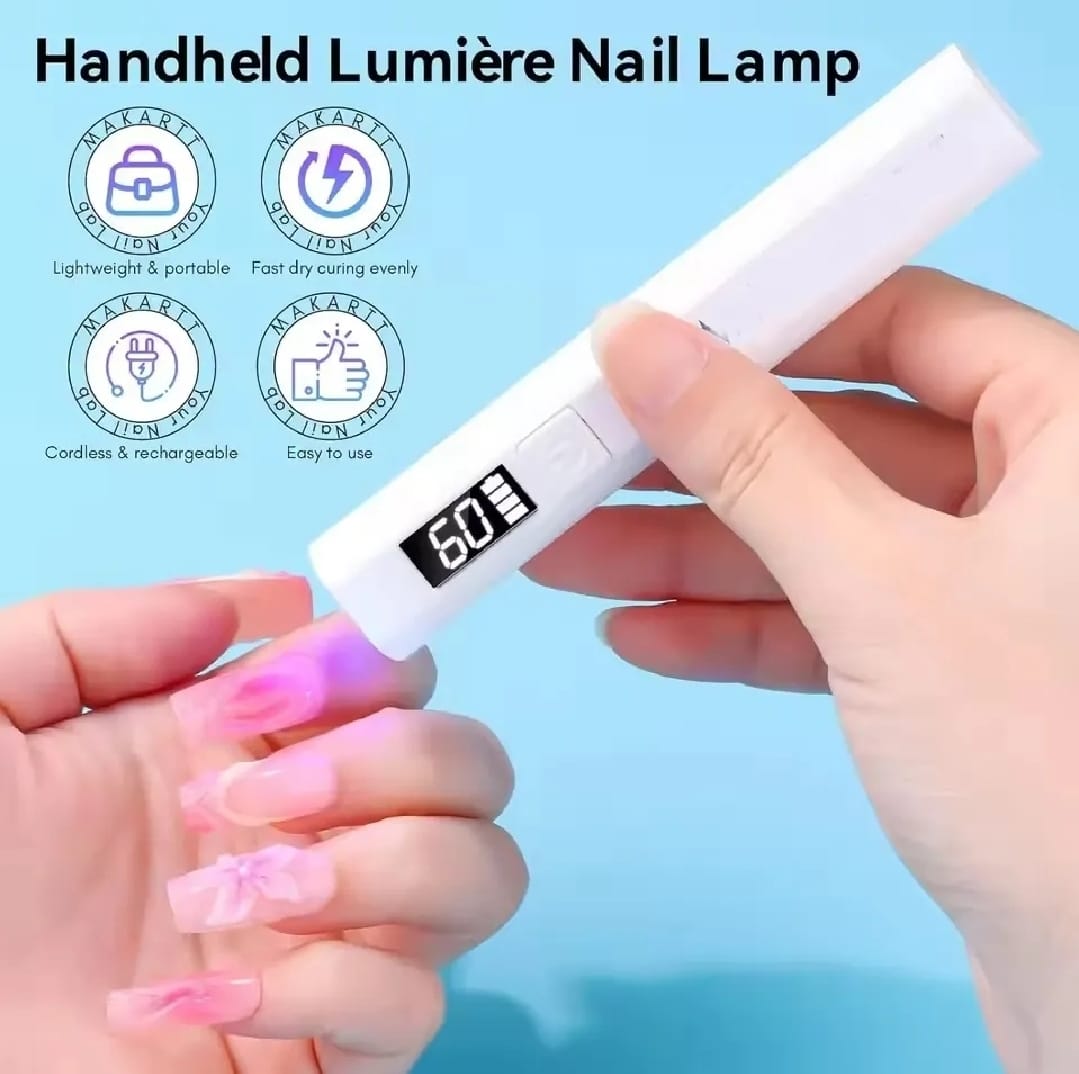 UV Light for Gel Nails – Handheld Mini Flash Cure Lamp | Portable Lumière Nail Dryer | Rechargeable USB LED/UV Nail Light with LCD Display & 2 Timers | Fast Drying Gel Polish & Nail Glue | Home & Salon Use