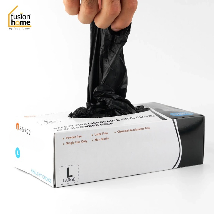 Safety Fine Black Nitrile Gloves – Powder-Free, Disposable – Box of 100
