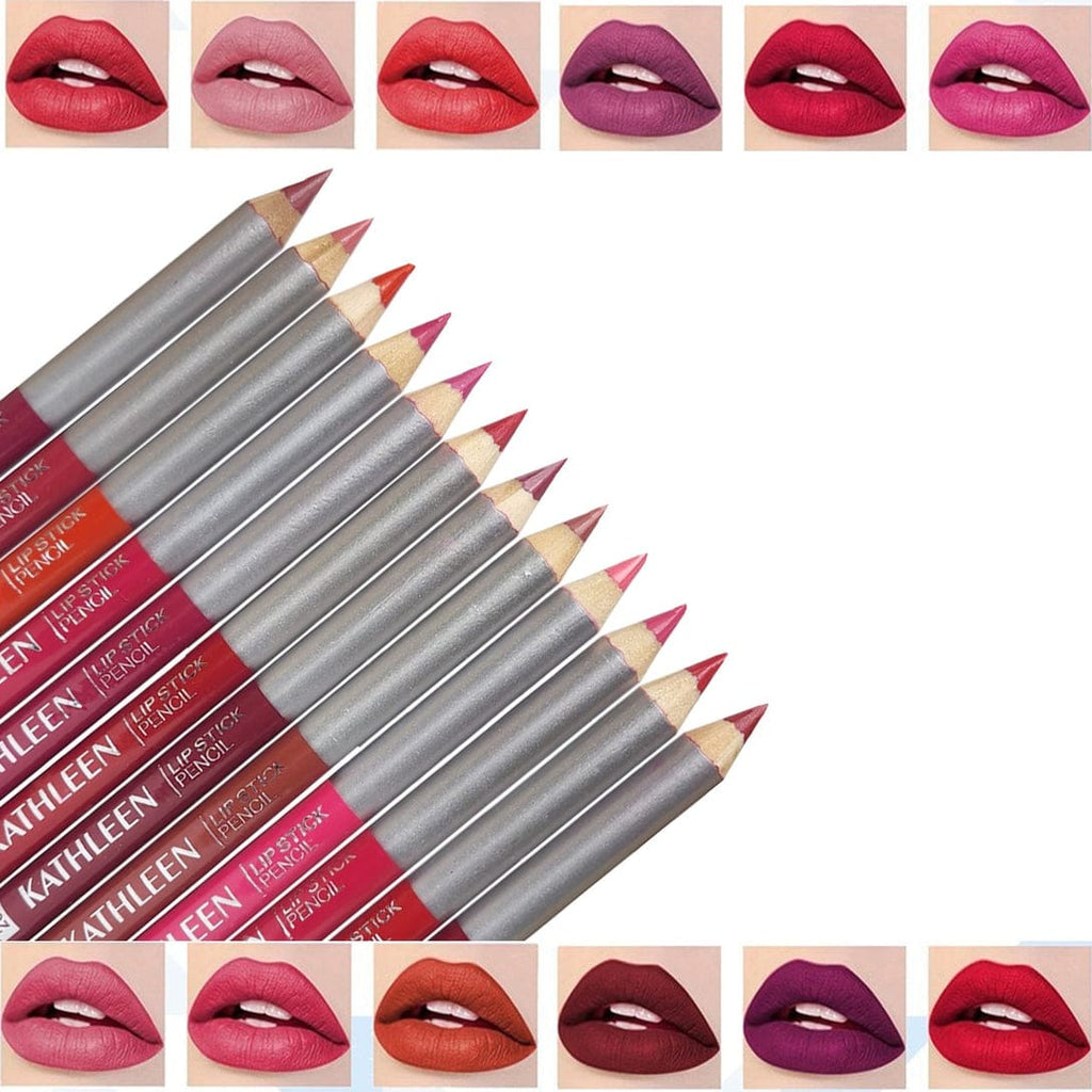 Kathleen High Pigmented Lip Pencil – Smooth Creamy Texture | Multicolor Shades | Pack of 6 & 12