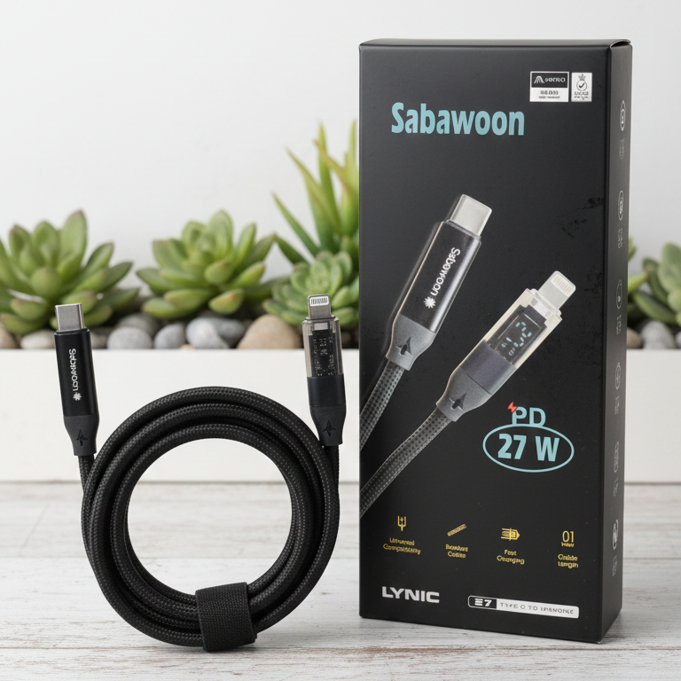 Sabawoon  Type-C to iPhone Cable | PD 27W Fast Charging – High-Speed, Safe & Durable