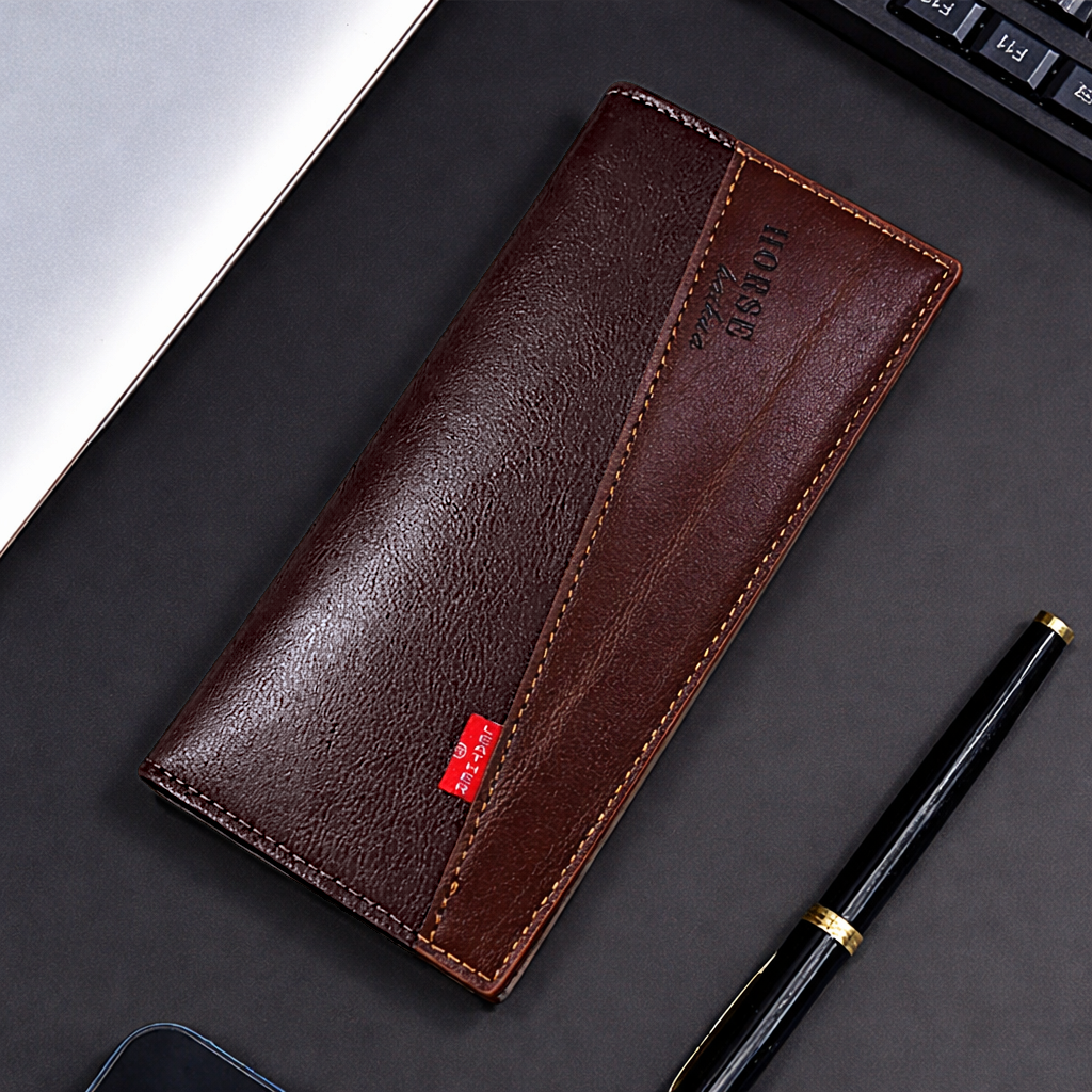 Dual Tone Long Wallet with 14 Card Slots & Zipper Pocket – Stylish Unisex Wallet