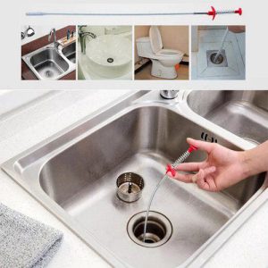 Stainless Steel Sink Wire | Drain Cleaner Wire Spring Sink Cleaning Stick (60cm)