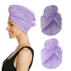 Pack Of 2 Super Absorbent Quick Dry Hair Towel Microfiber Wrap Turban For Women Curly Long Thick Hair (Random Colour)