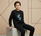 Black Bunny Printed Kids Tracksuit | Winter Fleece Sweatshirt & Trouser Set for Boys & Girls – Warm & Comfy Outfit FOR BABY AND KIDS