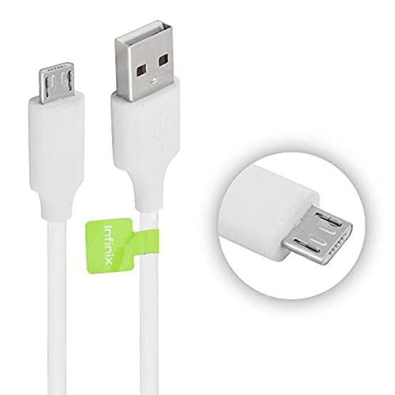 Infinix Copper Fast Charging Micro USB Data Cable – Durable White Charging & Sync Cable for Android Devices