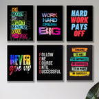set of 6 Motivational sticky canvas frames for wall decore / sticky phototiles