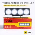 4 Lens Flasher Fog Light 40W – Dual Color White & Yellow LED Strobe Light for Bike & Car (DC 9V–80V)