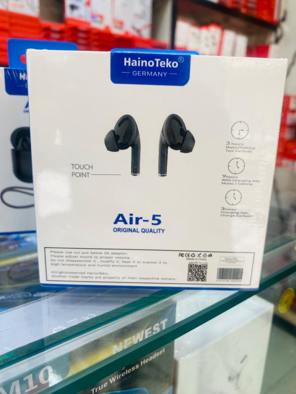 Haino Teko Air-5 True Wireless Earbuds – Germany Quality TWS with Touch Controls, Deep Bass, and Portable Charging Case
