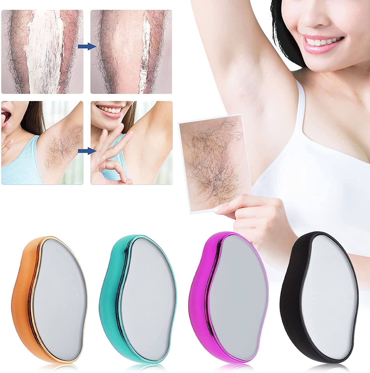 Crystal Hair Eraser - Magic Crystal Hair Remover, Painless Hair Removal With Epilator Mini Hair Remover For Men And Women Leg Arm Back Soft Smooth Silky Skin(Random Color)