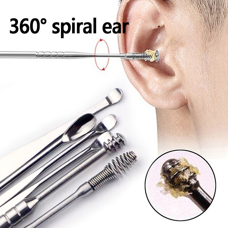 Pack off 6  Ear Pick with Storage Bag Dig Ear Wax Remover Cleaner Care Portable Travel Kit Cleaner Spoon