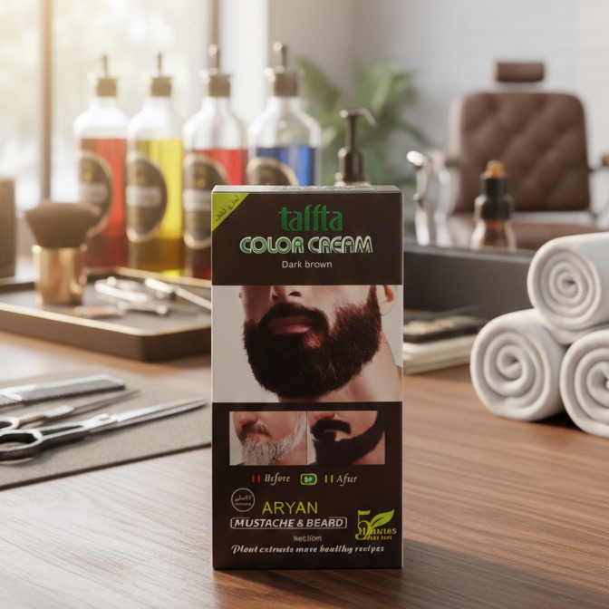 Aryan Mustache & Beard Color Cream (Dark Brown) – 5-Minute Instant Grey Coverage with Plant Extracts