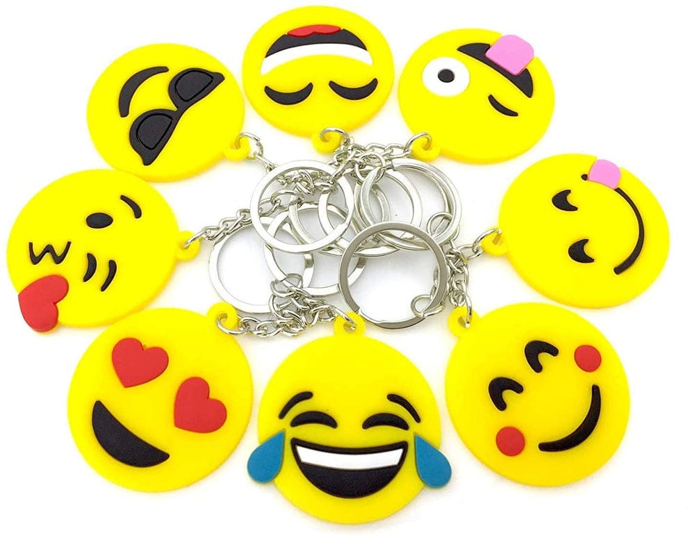 Pack of 3 Assorted Round Emoji Reaction Keychains – Plastic Smiley Face Charms (Random Designs)