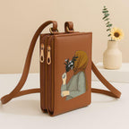 Elegance in Bloom: Illustrated Crossbody Mobile Wallet & Organizer