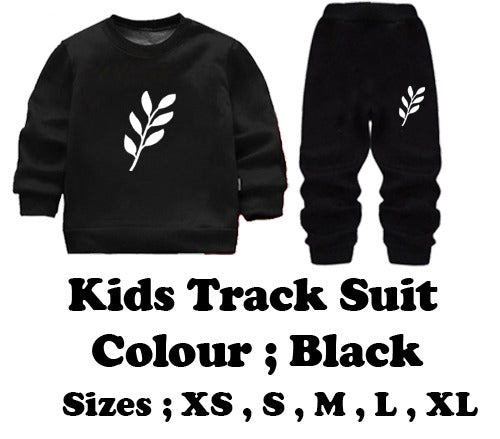 Kids Printed Stylish Black & Black Tracksuit Set | Winter Fleece Sweatshirt & Trouser Outfit for Boys & Girls – Warm & Trendy FOR BABU AND KIDS