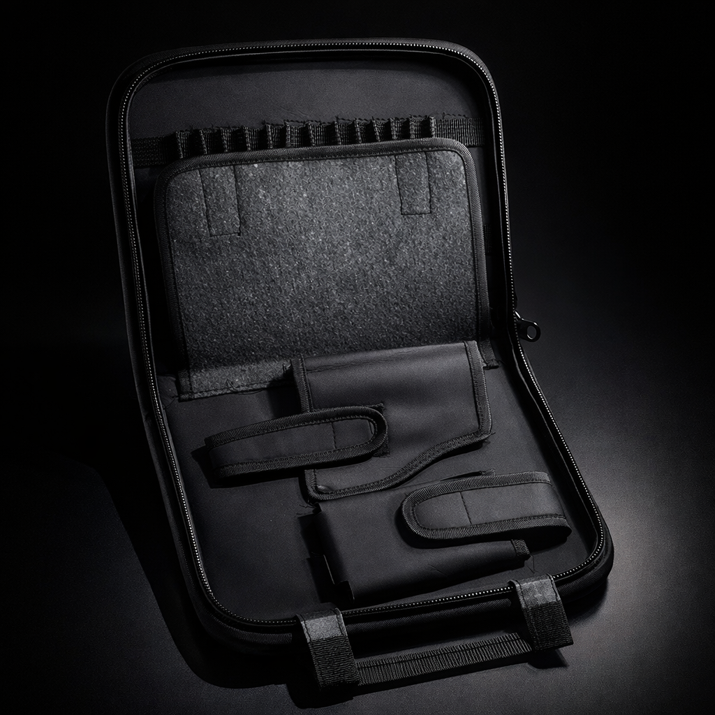 Tactical Hard Shell Pistol Carry Case with Multi Holders & Secure Zip Lock