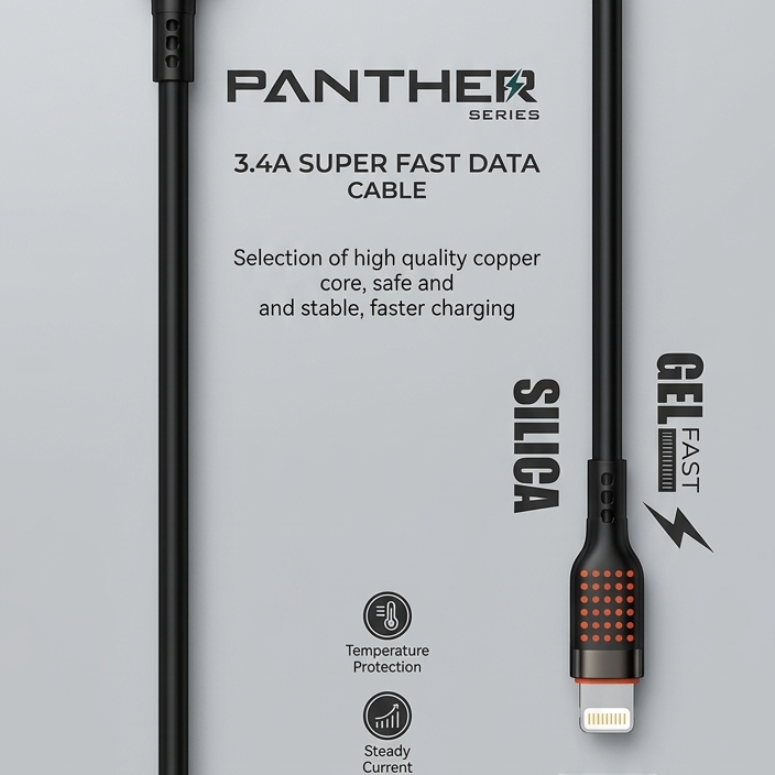 SOVO SC-009 Panther Series iPhone Data Cable – Super Fast Charging & Durable Silica Gel Build
