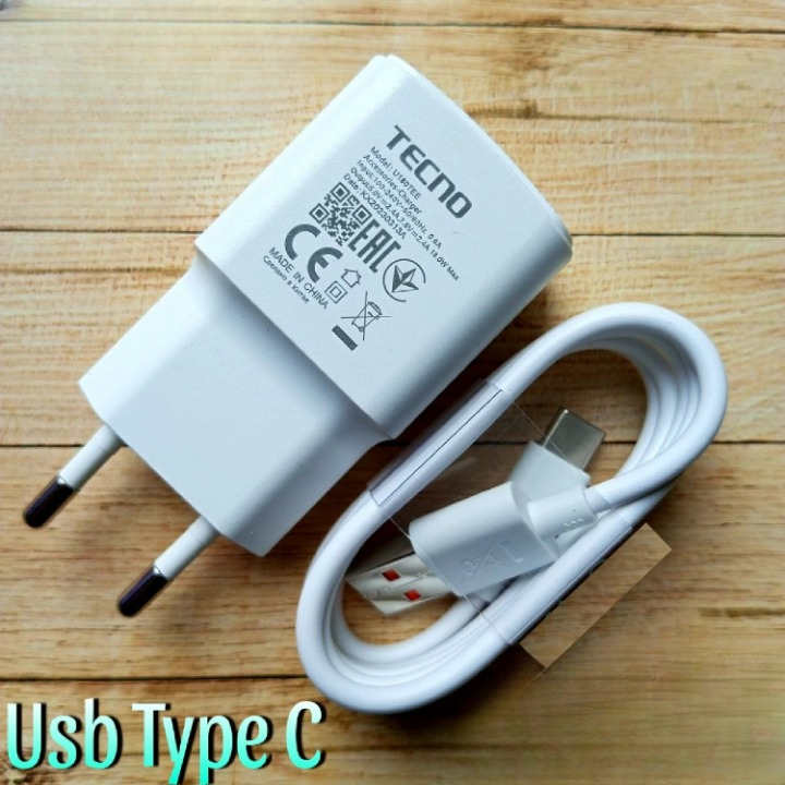 Tecno Fast Charging Charger with USB Cable Complete Set | Original Quality Power Adapter for Tecno Mobile Phones