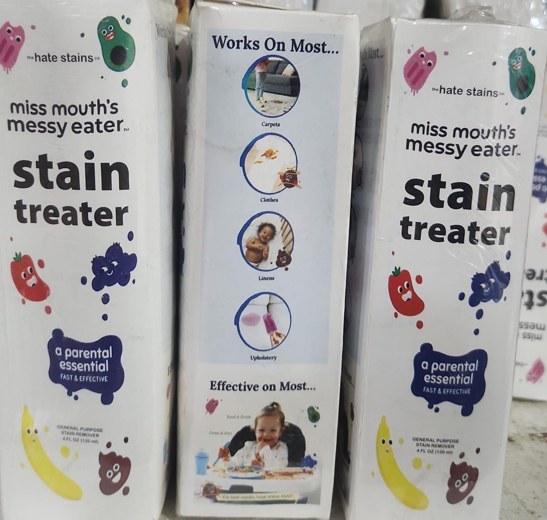 Miss Mouth's Messy Eater Stain Treater Spray - Stain Remover - Newborn &amp; Baby Essentials - No Dry Cleaning Food, Grease, Coffee Off Laundry, Underwear, Fabric - 100ml (For every color)