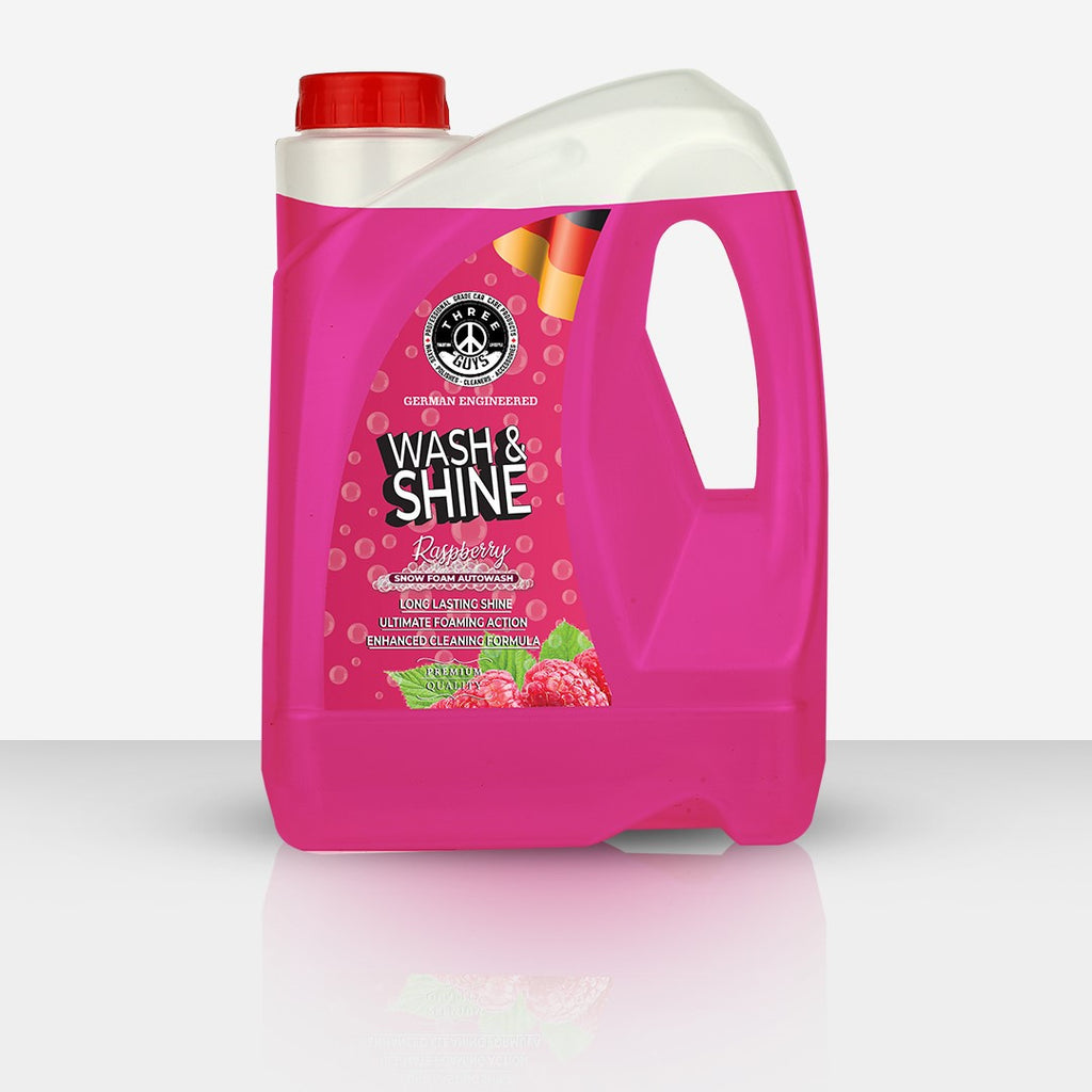 THREE GUYS Wash & Shine Shampoo Raspberry | Premium German Car Shampoo | High Foam, Deep Cleaning & Brilliant Shine