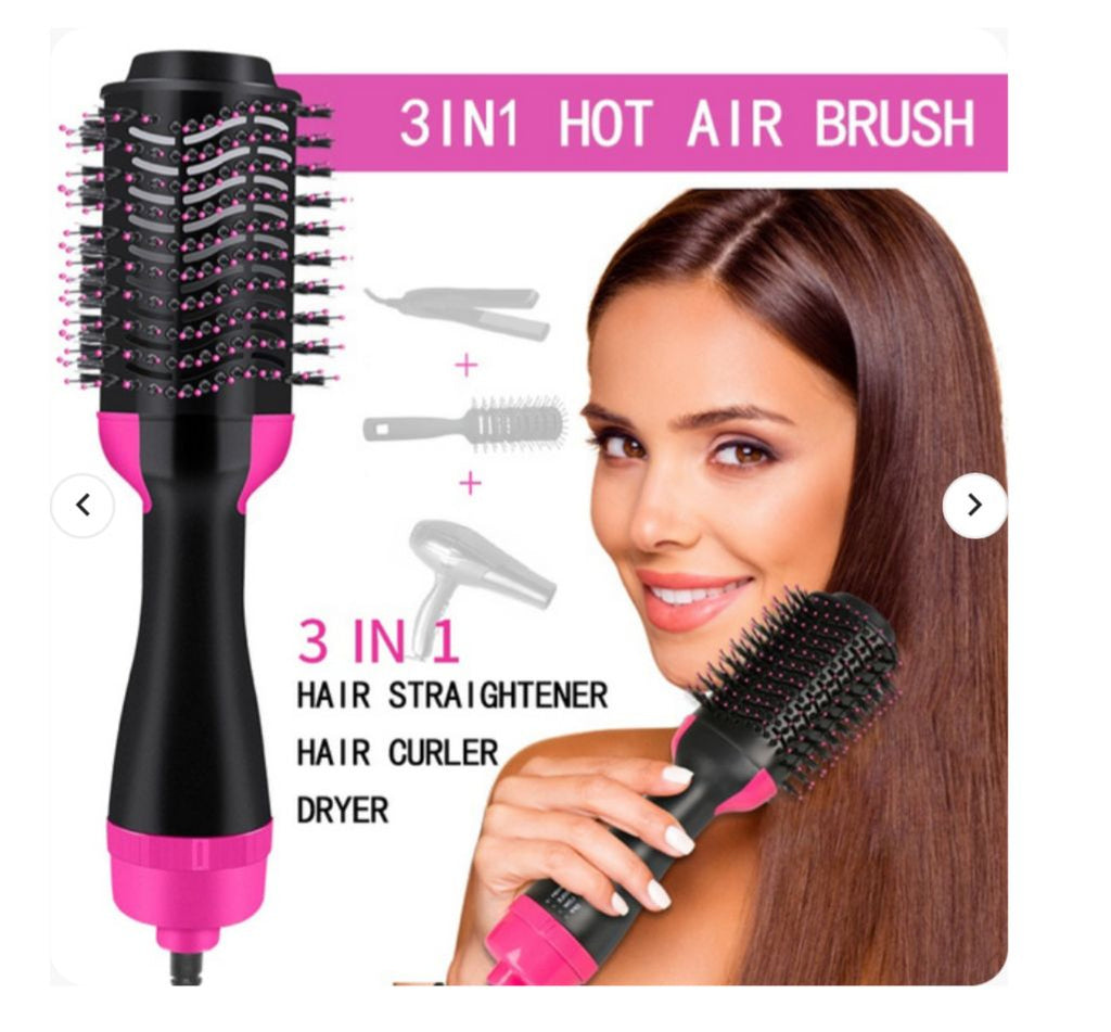 3-in-1 One Step Hot Air Brush Hair Dryer & Styler – Drying, Straightening & Volumizing Brush