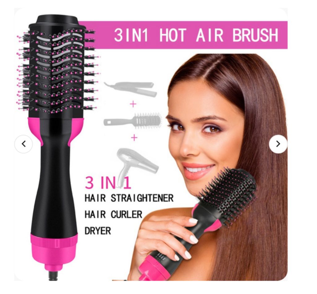 3-in-1 One Step Hot Air Brush Hair Dryer & Styler – Drying, Straightening & Volumizing Brush