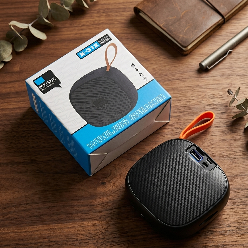 X-312 Portable Bluetooth Speaker 5.0 – Best-Selling Outdoor Wireless Speaker with Built-in Battery, USB Drive Support & Voice Prompt (Random Color)