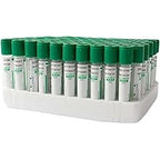 SAFETY Lithium Heparin Vacuum Blood Collection Tubes (Glass, 3ml, 13x75mm) - Pack of 100