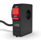 Universal Motorcycle Handlebar Switch with USB Port 5V 2A – ON/OFF Button & Extra Lights Control Switch for Bikes