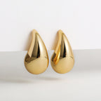 Chunky Dome Drop Earrings for Women Glossy Thick Teardrop Earrings Dupes Lightweight Hoops