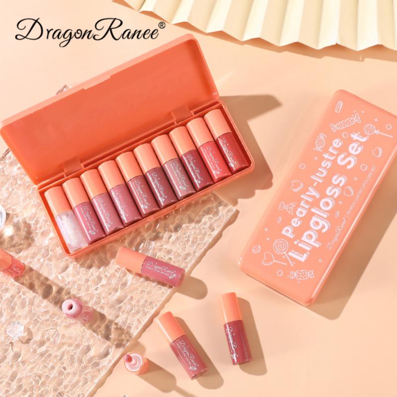 Dragon Ranee 10 Pieces Velvet Matte Pink Lipstick Set Sexy Long Lasting Makeup Waterproof Lip Gloss for Girls DR23