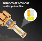 M3 LED Motorbike Headlight Bulb with Cooling Fan – 55W 3-Color Flash (White/Yellow/High Beam) Waterproof Universal Fit