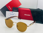 Prada Round Metal Frame Sunglasses For Men And Women With Stylish Tinted Lenses