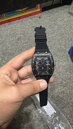Skull Skeleton Matte Sport Watch – Luxury Metal Tonneau Style Wristwatch with Silicone Strap