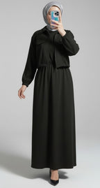 Stylish 2 Piece Set Long Frock Maxi Dress With Matching Zipper Jacket Premium Quality