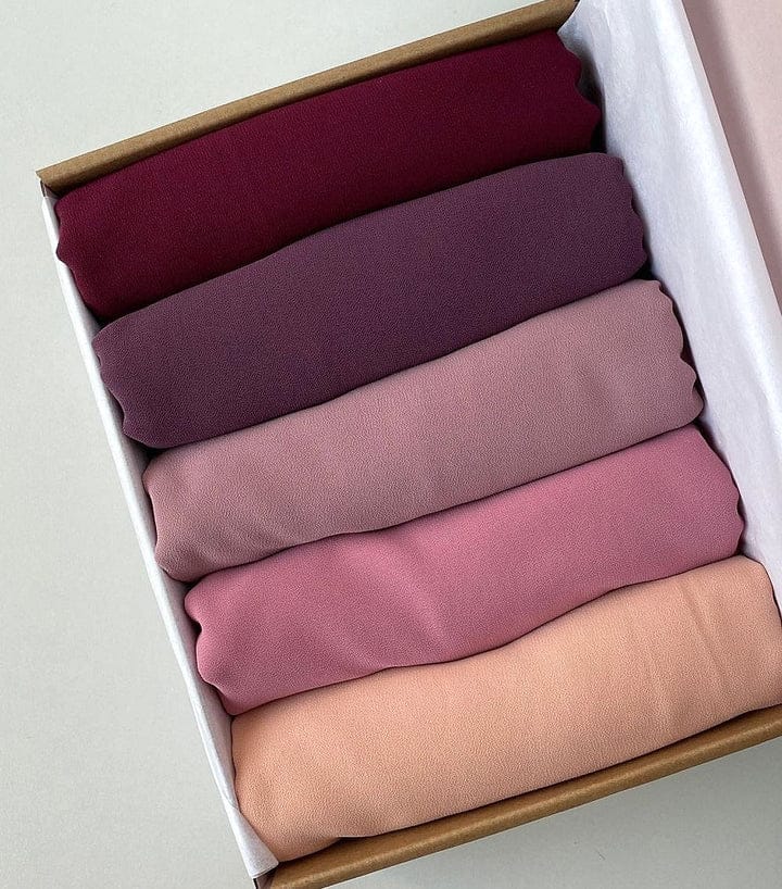 Pack of 5 Hijab With 1Pc 4-in-1 Inner Cap – Gift Set (Mix Colors Without Box)