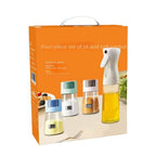 4Pcs Oil And Spice Countertop Set Daisy Glass Seasoning Organizer With 3 Jars 180ml And 1 Oil Bottle 245ml