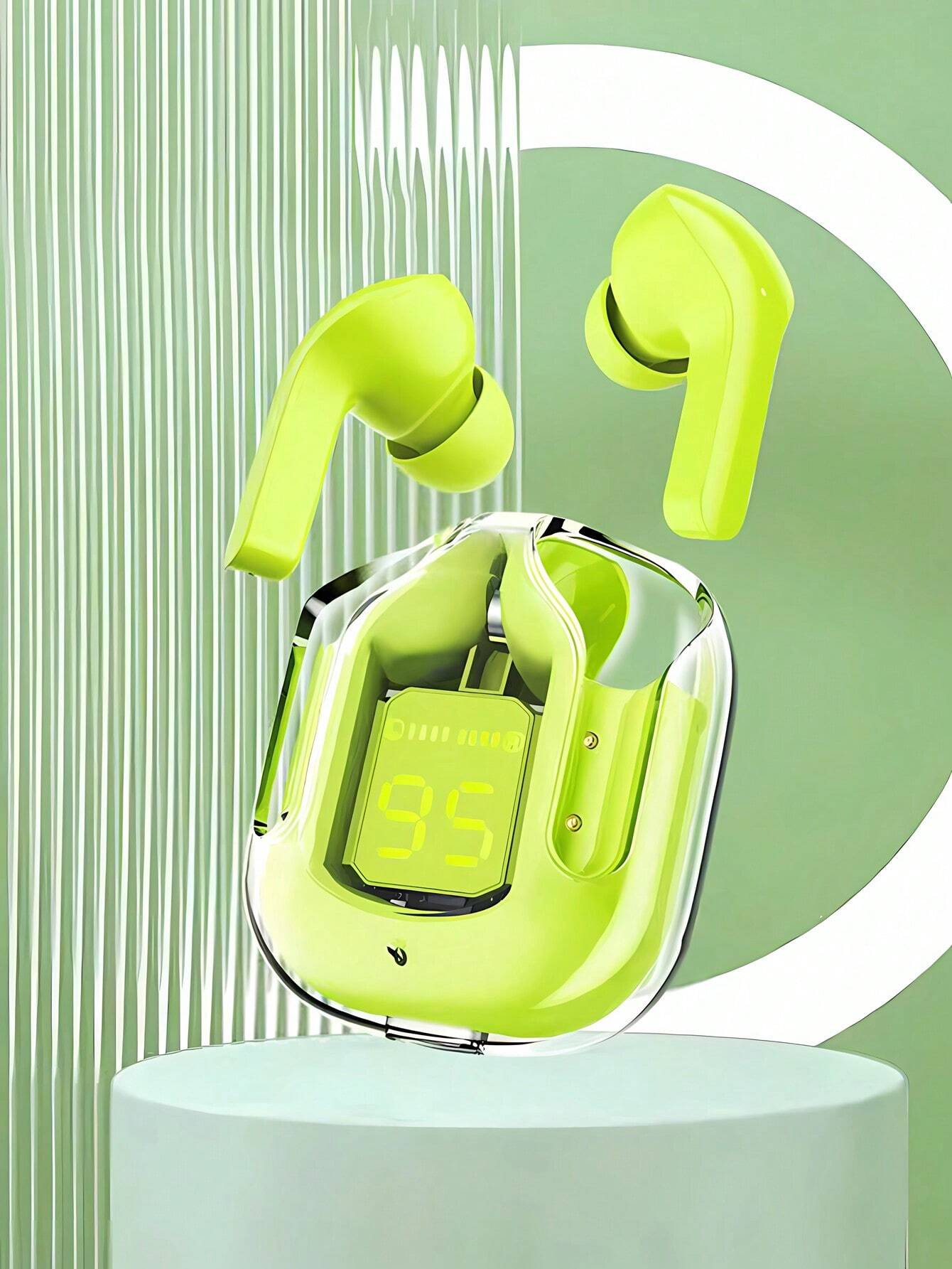 Air31 Earbuds Wireless Crystal Transparent body - with silicone pouch ( random color )