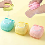 Silicone Bath and Body Shower Brush with Liquid Soap Dispenser (Random Color)