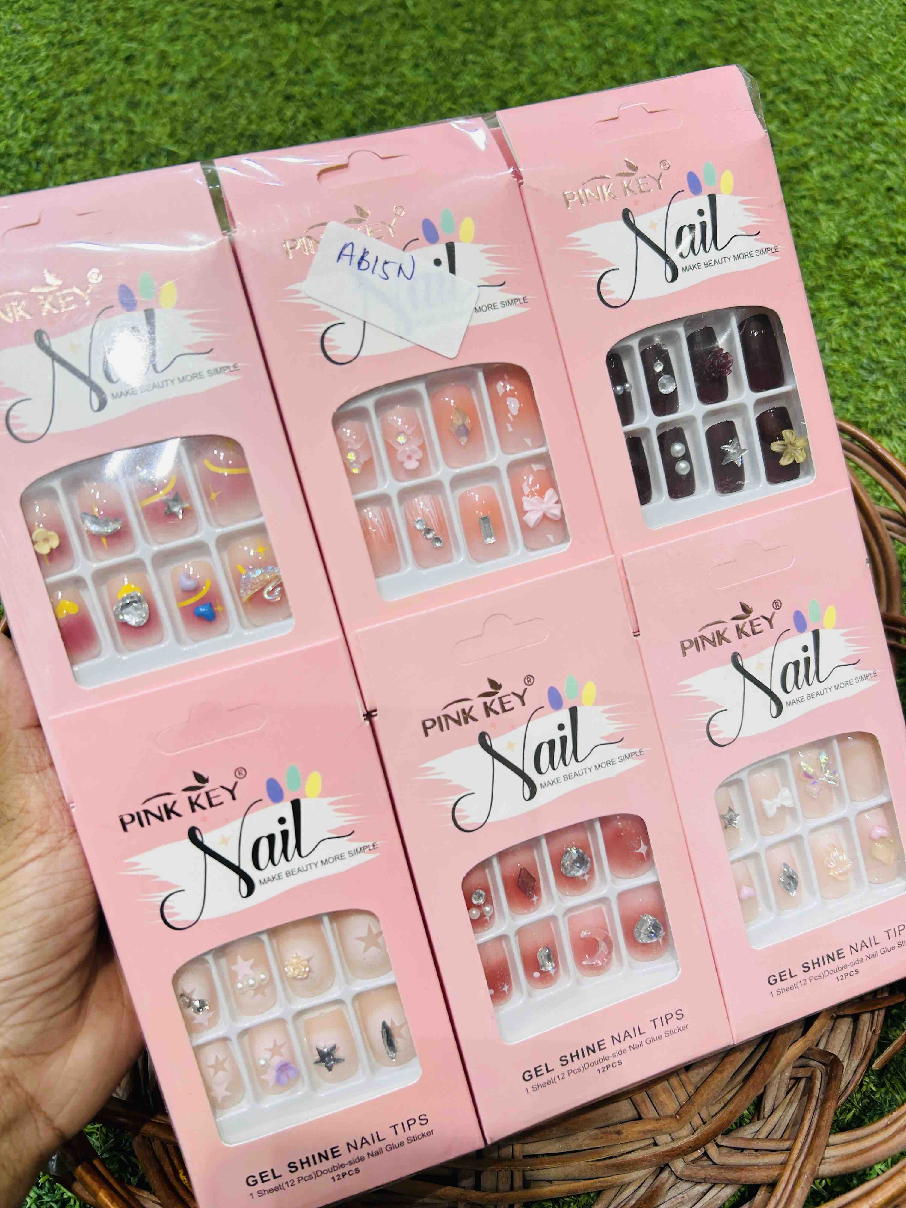 Pink Key STONES WORK NAILS Nails - Party, Wedding Nails (Random Design &amp; Color)