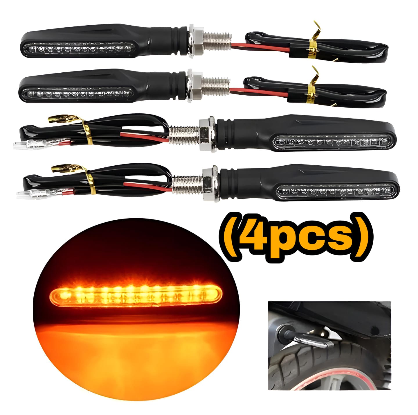 Pack of 2 pair(4pcs) - Audi Flow Style Led Motorcycle Turn Signals Indicator Amber Light