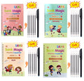 Pack Of 4 Pcs With 5 Refill Copybooks Pen Magic Copy Book Free Wiping Children's Kid Writing Sticker Practice Copybook For Calligraphy