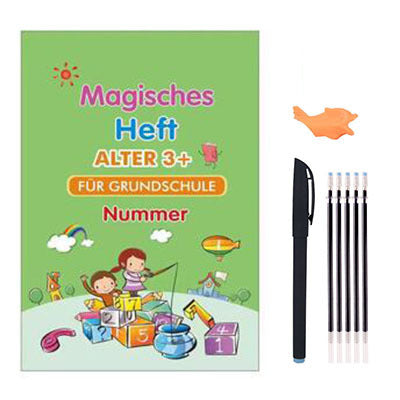 Pack Of 4 Pcs With 10 Refill Copybooks Pen Magic Copy Book Free Wiping Children's Kid Writing Sticker Practice Copybook For Calligraphy