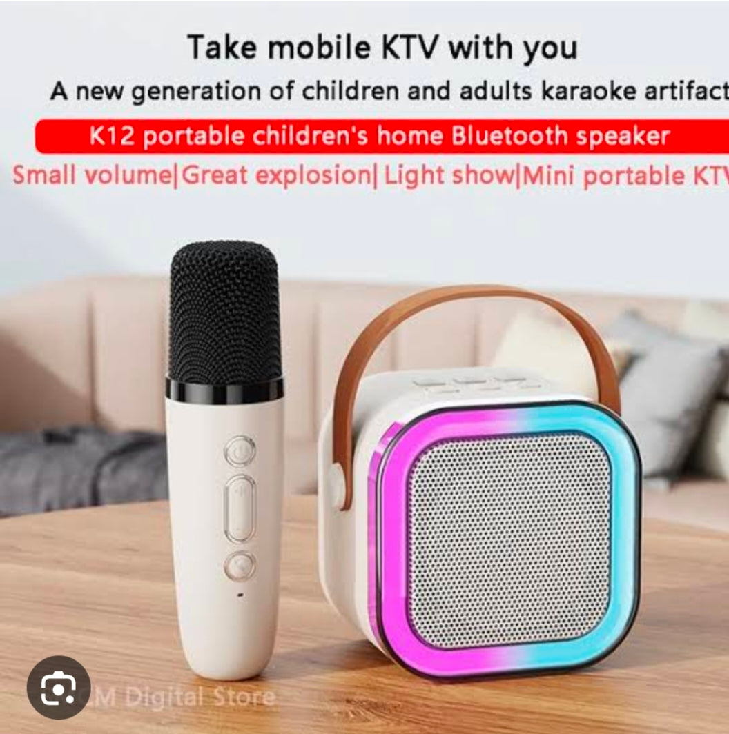 K12 Wireless Audio Microphone Bluetooth Speaker Portable Stereo Speaker Bluetooth Speaker Karaoke Speaker with Mic (random color)