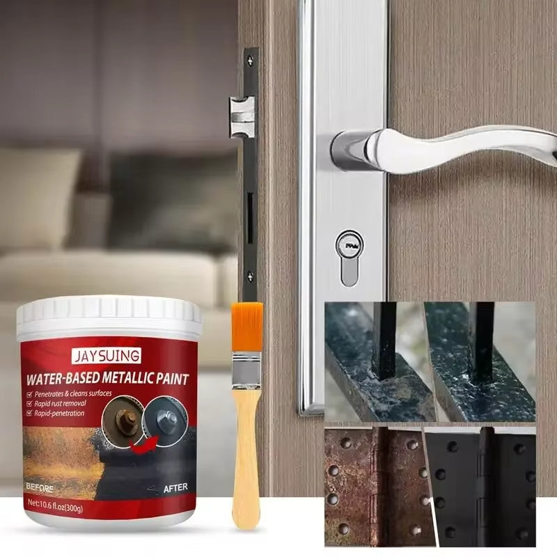 Rust paint Metallic Paint  Anti Rust Protection Coating for removing rust from metal (with brush )Steel Box - 300gm