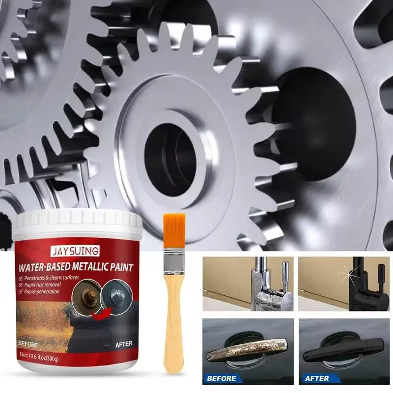 Rust paint Metallic Paint  Anti Rust Protection Coating for removing rust from metal (with brush )Steel Box - 300gm