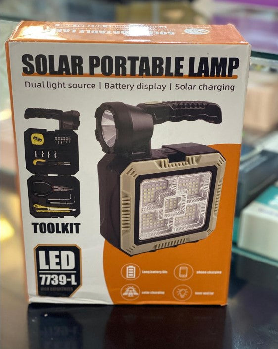 Solar Portable Lamp 7739-L – Rechargeable LED Light for Outdoor &amp; Emergency Use
