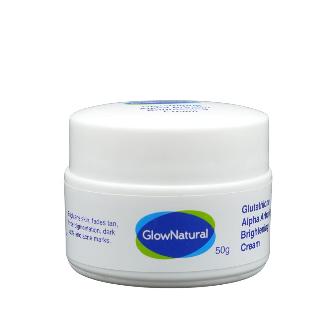 Glow Natural Glutathione and Alpha Arbutin Skin Brightening Cream – 50g – Advanced Formula for Even Skin Tone, Radiance, and Dark Spot Reduction