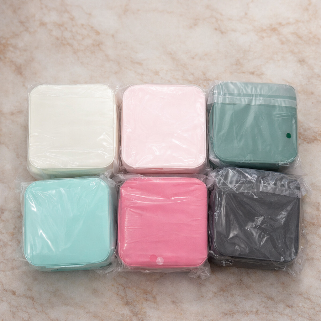 Portable Mini Travel Jewelry Box - Compact PU Leather Case with Zipper & Multi-Compartment Storage Organizer - Random Color