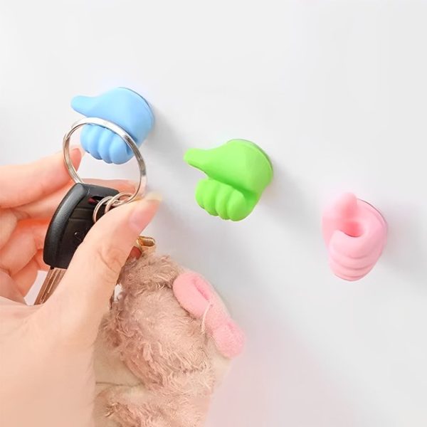 PACK OFF 10 Thumb Wall Hook Wall Decoration Hook Creative Silicone Thumb Key Hanger Hooks(random color)