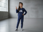 OK Printed Sweatshirt & Pajama Trouser Tracksuit for Kids | Winter Warm Fleece Clothing Set Outfit for Boys & Girls – Cozy & Trendy | FOR BABY AND KIDS